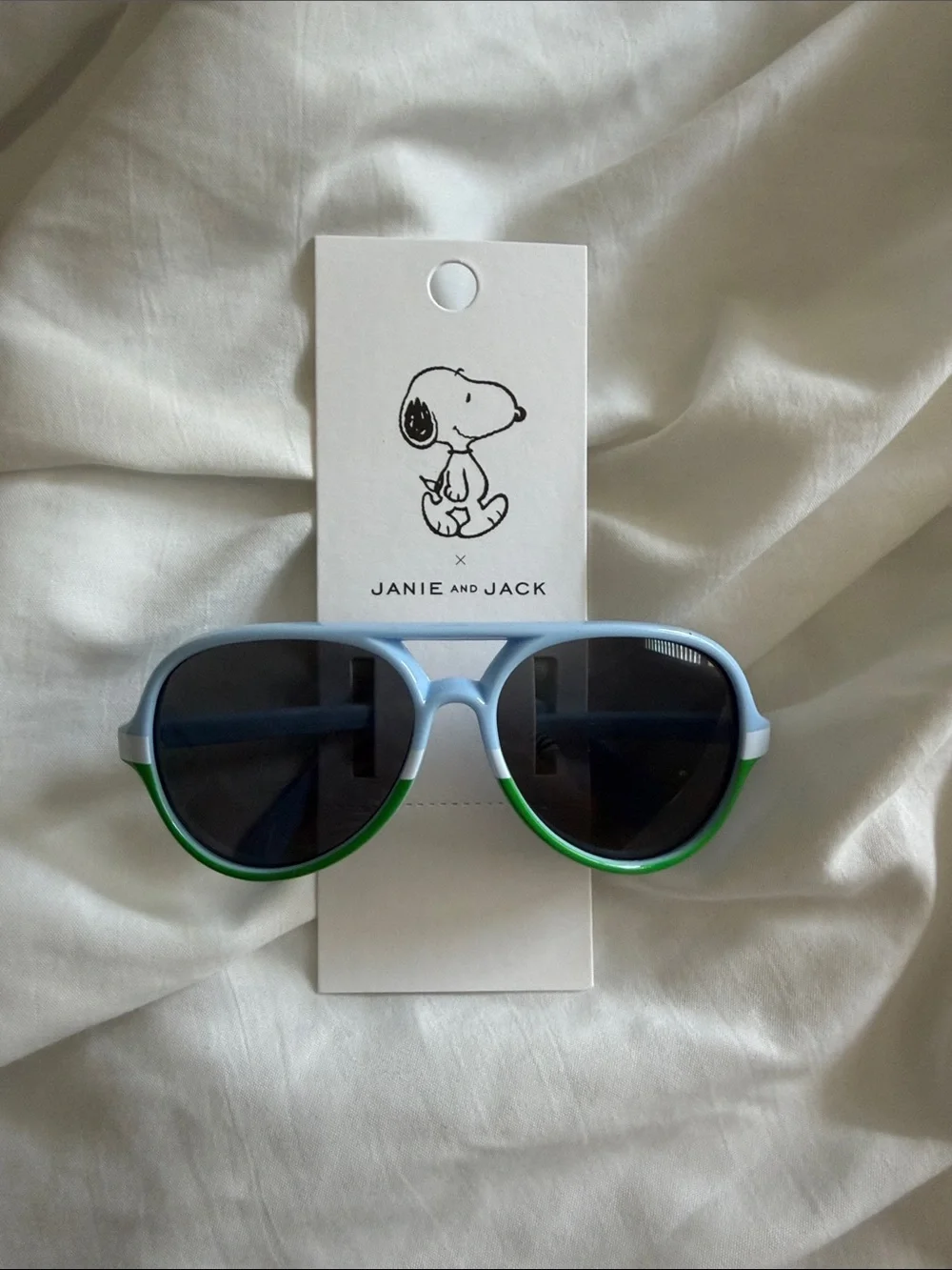Janie and Jack Kids Light Blue and Green Aviator Sunglasses